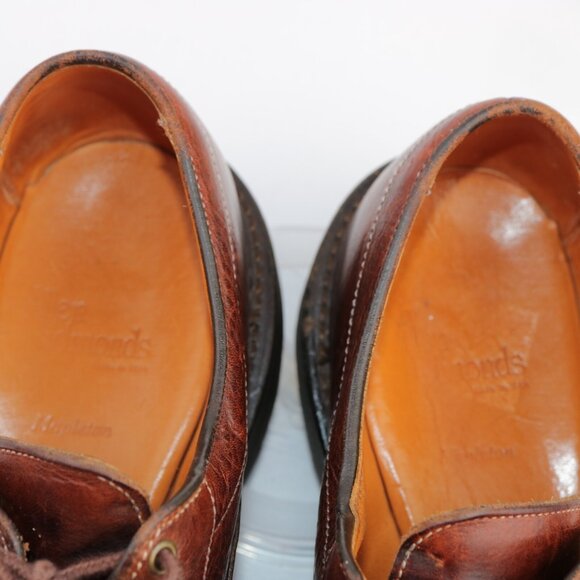 Allen Edmonds Mens Mapleton Oxford Size 9 B Brown Leather Bicycle Toe Shoes Lugs - Picture 9 of 12